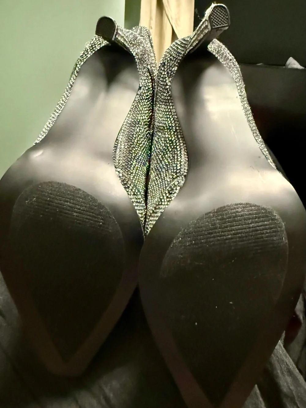 Steve Madden Silver Crystal-Embellished Stiletto Boots